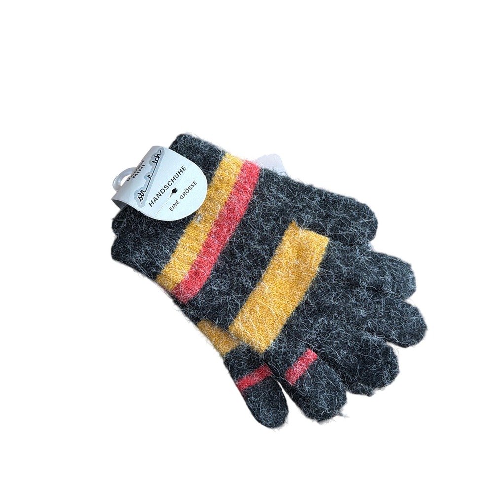 Vintage C&A Striped Knit Gloves Retro Colorblock Winterwear Cozycore Bauhaus